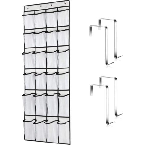 Rangement à chaussures à suspendre derrière une porte - Multifonctionnel - Sac de rangement suspendu - 24 compartiments - Organisateur de chaussures - Convient pour les chambres, salles de bain et dre (1/5)