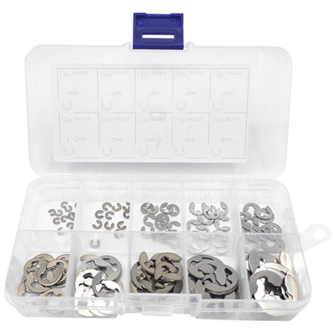 200 E-Clips Anneau de Retenue Externe Snap, Kit de Assortiment Anneau de Circlips Interne Acier Inoxydable - 1.5/2/3/4/5/6/7/8/9/10 mm (1/5)