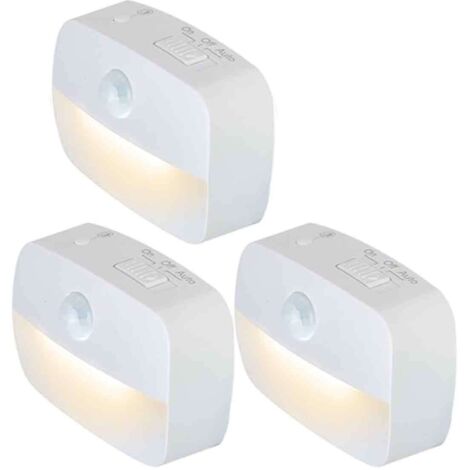 Lot de 3 Veilleuse LED Automatique ,Lampe de Nuit Murale avec Détecteur de Mouvement autocollante,Veilleuse Murale pour Salle de Bains,Chambre,Garage et Couloir(Blanc Chaud) (1/5)