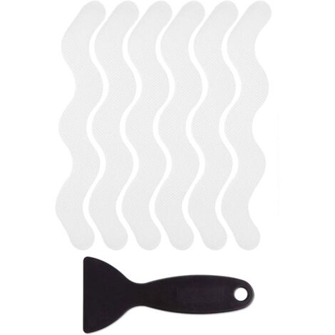 Autocollants de Douche antidérapants 24 PCS Bandes de Baignoire de sécurité Autocollants adhésifs avec grattoir de qualité supérieure pour escaliers de Douche de Baignoire (Transparent) (1/5)