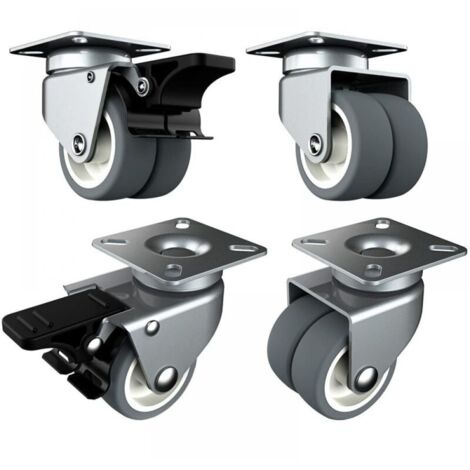 Roulette Charge Lourde de 50mm Roulettes pour Meubles avec Frein de Sécurité pour Charges Lourdes Capacité Totale de 400KG (2 avec Frein et 2 sans) (1/5)