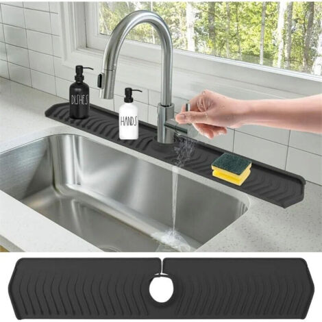 Choyclit – Tapis anti-éclaboussures en silicone pour évier de cuisine – Drainage rapide – Largeur réglable 14,5cm – Facile à nettoyer