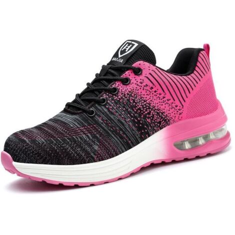 Baskets de SéCurité, Baskets de Travail Avec Embout En Acier, Chaussures de SéCurité LéGèRes Et Confortables, Baskets de Travail Industrielles Avec Coussin D'Air,Couleur:Rose,Taille 38 (1/5)