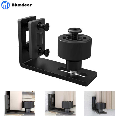 Bluedeer – Guide de plancher ajustable pour porte coulissante en bois – Acier allié – Tambour POM silencieux – Installation murale sans perçage