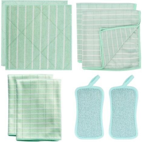 Lot de 8 Chiffons de Nettoyage en Microfibre de Bambou, Set Lingettes en bambou pour fenêtre Salle de Bain, Torchons sans Trace Extra Absorbant, pour Vitres et Miroirs