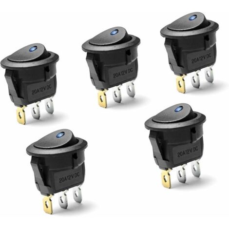 Pcs DC 20A 12V Rond Interrupteur à Bascule pour Voiture Bateau avec LED Bleu (1/4)