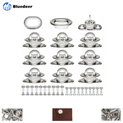 œIllets Ovales Twist Verrouiller en Laiton Nickelé Tourniquet Bache avec Contre-rivure et Rivet pour Accessoires DIY Craft à Main en Cuir Sac Matériel H100