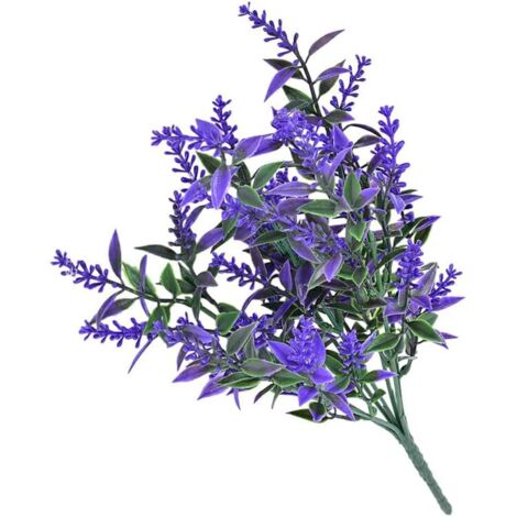 10pcs Fausses fleurs artificielles, bouquet de feuilles de plantes artificielles, plantes en plastique, accessoires de photographie de jardin intérieur et extérieur, bleu violet