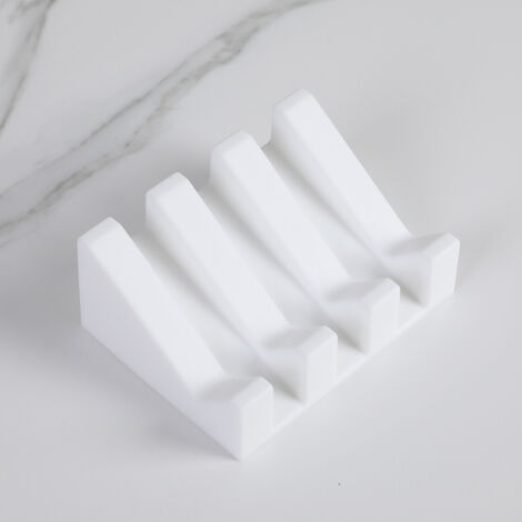 Porte Savon - Porte-Savon Silicone Moderne - Anti-Rouille - Surface Inclinée avec Évacuation d'eau pour Mieux Conserver Le Savon - Boite à Savons Originale pour Salle de Bain ou Cuisine（blanc）