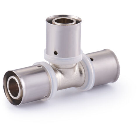 Ugreat – Raccord multicouche à sertir té égal Ø20 – Laiton et aluminium – Double joint torique pour étanchéité – Compatible tubes multicouche (1/5)