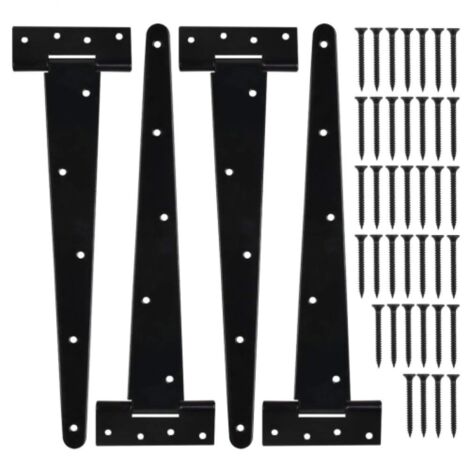 Lot de 4 charnières en T 12 pouces – Métal galvanisé – Résistance à la rouille – 7 trous pour répartition de charge – Vis incluses (1/7)