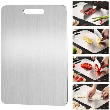 Aimoonsa – Planche à découper en titane 39 x 28 cm – Double face pour viande et légumes – Facile à nettoyer et à ranger – Anti-bactérienne