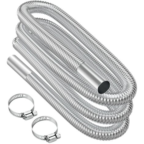 Tuyau d'échappement, 300cm Portable Flexible Tuyau d'échappement en Acier Inoxydable avec 2 Colliers en Acier IOnoxydable, Tuyau d'Echappement de Voiture(25mm) pour Chauffage Diesel Voiture (1/5)