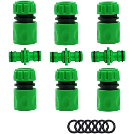 Raccord rapide pour tuyau d'arrosage 1/2 pouce – 6 connecteurs rapides – Plastique résistant aux chocs – Connexion standard rapide – Naxunnn