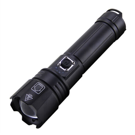Torche LED Super Lumineux Zoomable Etanche Rechargeable 5 Modes pour Camping Chasse Police Militaire (1/5)