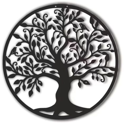 Arbre De Vie En Mtal Dcoration Murale Silhouette Art Pour Cadeau Intrieur Cadeau Extrieur Jardin Maison Dcoration (Noir, 40x40cm) (1/5)