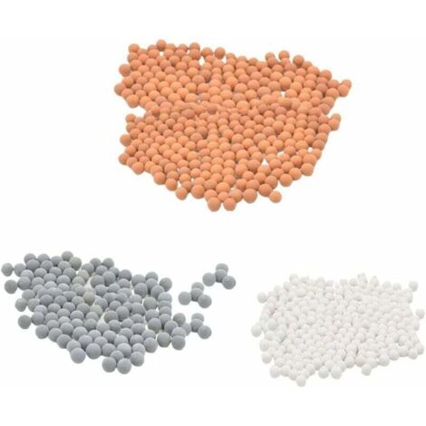 Lot de 6 paquets de billes minérales à ions négatifs de rechange pour filtre de douche bio-actif – Purifie l'eau de douche pour rajeunir la peau et les cheveux – pour salle de bain avec filtre ionique (1/5)