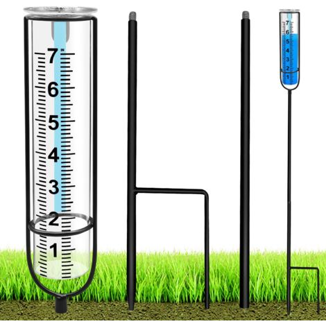 Pluviomètre pour extérieur, étanche au Gel, pluviomètre pour mesurer la Pluie, pluviomètre en Hauteur réglable avec Piquet et Brosse de Nettoyage, pluviomètre en Plastique