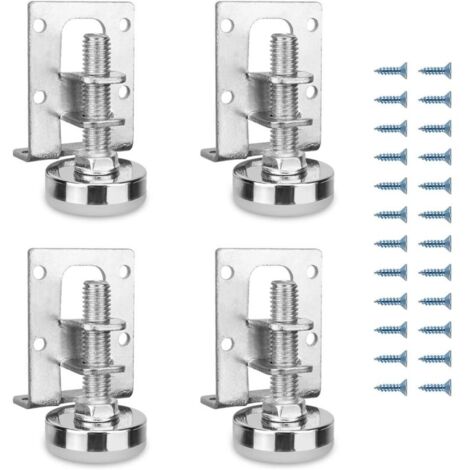 Lot de 4 Pieds de Meuble, RGlables en Hauteur, Pieds de Nivellement RGlables en Acier, Profil Carr : 40 X 50 Mm, Hauteur RGlable 11-27 Mm, pour Table de Chevet, Meuble Chaussures