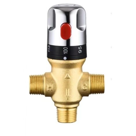 Mitigeur thermostatique rglable de salle de bains mitigeur d\'eau en laiton vanne de contrle de temprature de mlange d\'eau chaude/froide (1/5)