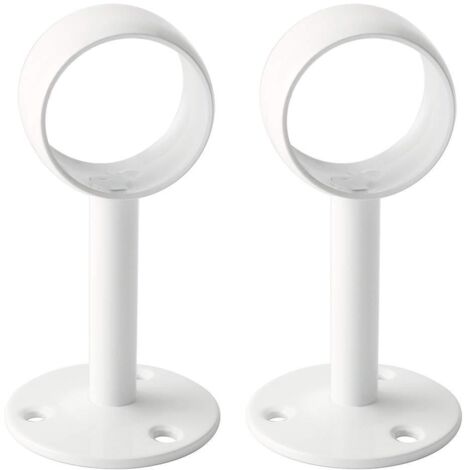 Support Tringle Rideaux Plafond Fixation Rideau, Support Tringle Penderie avec Vis pour Rideau et Armoire, Blanc Brillant en Acier Inoxydable, Diamètre 32 mm, 2 Pcs (1/5)