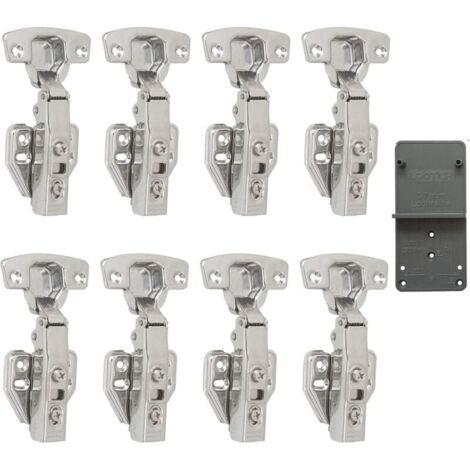 110 Degr Compltement Recouvrante Charnieres avec Amortisseur Intgr Mcanisme de Fermeture Automatique Charnire pour Armoires de Porte Cuisine Lot de 8 (1/5)