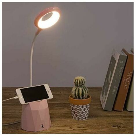 VURAHOME - Lampe de Bureau, Lampe de Bureau Led Dimmable, Lampe de Table pour Protéger les Yeux des Enfants avec 3 Modes d'éclairage (rose) (1/5)