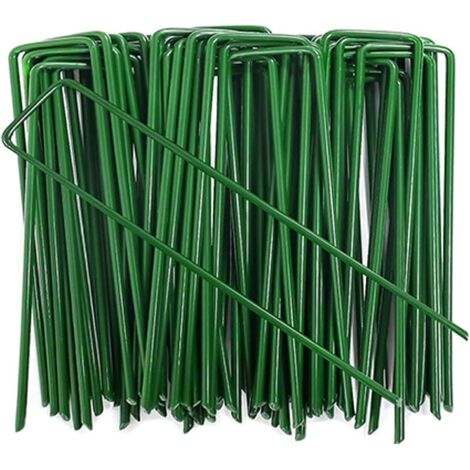 Pointes de gazon synthétique en forme de U de 150 mm, antirouille, pour fixation de barrières anti-mauvaises herbes, bâches de tente en câble métallique, 50 pièces