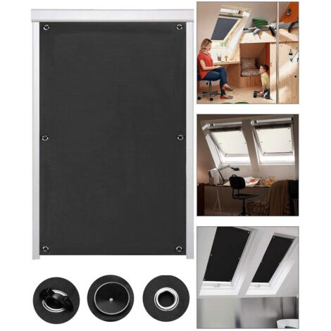 Sollbry – Rideau occultant ventouse pour fenêtre de toit – Tissu Oxford épais – Dimensions 19 W x 36,7 L – Installation sans perçage