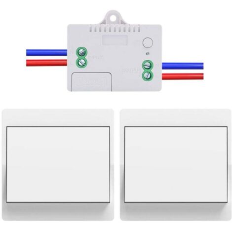 YMYNY EU interrupteur sans fil sans piles Lot de 2 kit interrupteur sans fil autoalimente va et vient sans fil sans pile radio interrupteur a distance eclairage domestique (EU 1Gang 2V1 A)