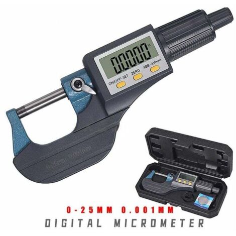 Elle – Micromètre électronique 0-25mm – Précision 0,001mm – Écran LCD – Acier inoxydable – Outil de mesure d'épaisseur
