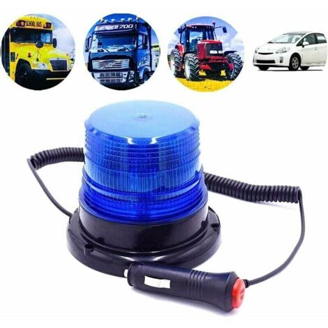 Ensoleille – Sirène d'alarme LED 9W – Gyrophare magnétique 12V/24V – Lumière stroboscopique 360° pour conditions difficiles – Base résistante aux rayures