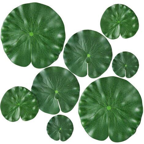 - Nénuphars artificiels pour plantes flottantes et feuilles de lotus réalistes pour la maison, le jardin, les bassins, la piscine, l’aquarium, le paysage8pcs