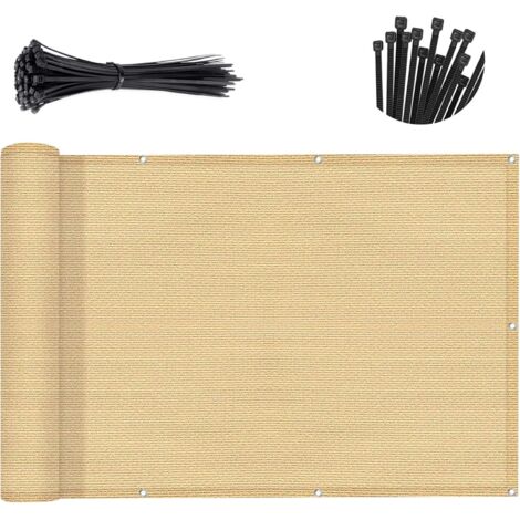 Fei Yu – Brise-vue beige 0,9 × 3 m – Protection 95 % lumière et UV – Maille en polyéthylène pour balcon, terrasse et jardin (1/3)