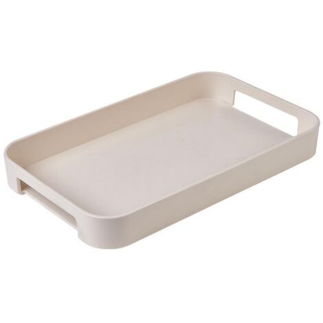 Ensoleille – Plateau de service blanc empilable en plastique – 33,4 x 20 x 4 cm – Poignées larges pour un accès facile – Résistant au froid et à la chaleur