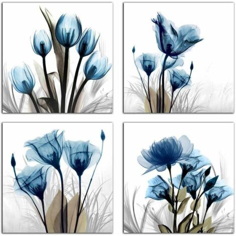 - Impression sur Toile en 4 pièces Tableau Décoration Murale 30 x 30 cm Peinture de Modèle d'art Décorative en pour la Maison Salon Chambre Cuisine Bureau - Versailles(Tulipe)