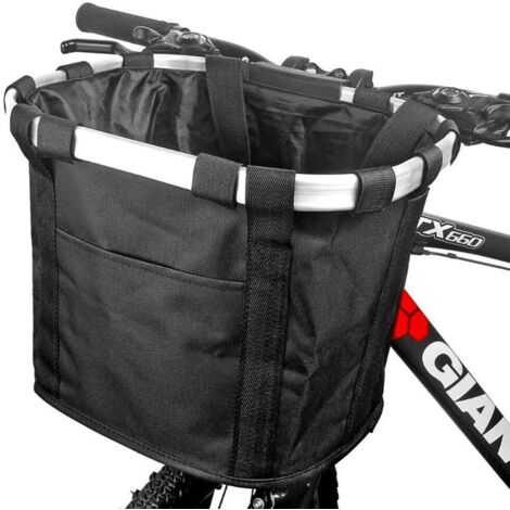 Panier de Vélo Avant Pliant, Amovible Vélo Guidon Panier, Cycle Avant Toile Panier Transporteur Sac Pet Carrier en Alliage d'Aluminium, Pique-Nique en Montagne, Shopping(Noir)- (1/4)