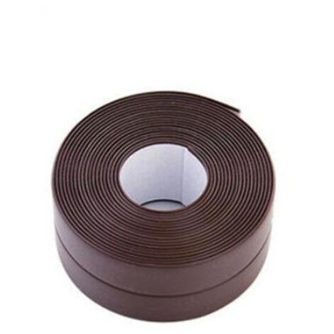 Auto Adhésif Joint Silicone Blanc Salle De Bain PVC Bande Etancheite Autocollante Anti Moisissure Joint Porte Douche pour Cuisine Toilette 2 Pièces（marron）