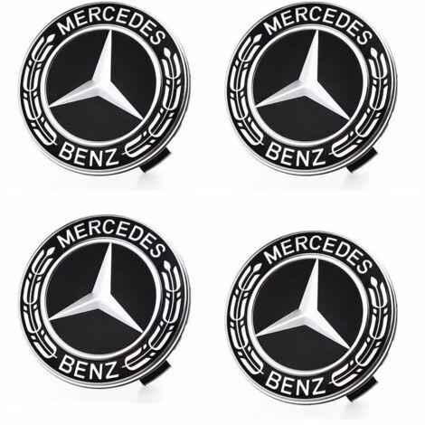 Cache Moyeux Compatible with Mercedes Benz 75mm Cache de Roue Centrale ABS Accessoires de Voiture—(4 pièces)