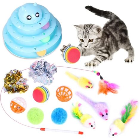 Jouets Chat, Kit Jouet Chats 14 pièces avec Jouet Labyrinthe Chats 4 Couches, Jouet Balles pour Jeu Chat Chaton, Jouets pour Chaton de Jouets Interactifs pour Chats d'intérieur-Fei Yu (1/4)