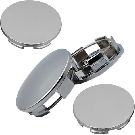 Lot de 4 cache-moyeux de roue universels en ABS poli de haute qualité, diamètre extérieur 60 mm, diamètre intérieur 56 mm, pour accessoires de voiture, argent
