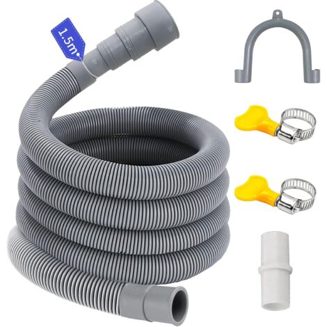 Redroad – Tuyau flexible pour machine à laver 1,5 m – Compatible tuyaux Ø 20/24/30/38 mm – Matériau PP résistant à la déformation – Installation sans outils