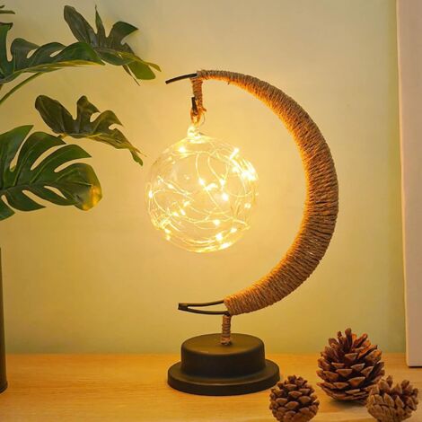 Veilleuse en fer forgé, lumière décorative à LED, idéale pour Noël, les fêtes, les mariages, les chambres, etc., port USB, 11 x 6 x 6 pouces (couleur chaude ronde)