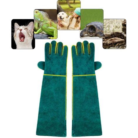 Anti-Morsure Gants de Manutention pour Animal, Sécurité Cuir Gants de Travail pour Le Bain, Le Toilettage, la Manipulation Chien, Chat, Oiseau, Serpent, Lézard, Reptile - Gants de Protection (1/5)