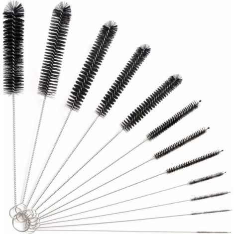 Choyclit – Lot de 12 brosses de nettoyage en nylon et acier inoxydable – Pour bouteilles, biberons, claviers – Longueur 20 cm - 12Pcs