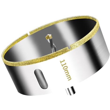 Scie Cloche Diamantée 110 mm avec Foret Guidage de Centrage, Scie Cloche Carrelage avec revêtement diamant, Foret trépan Diamant pour verre, carrelage, céramique, marbre, granit (1/5)
