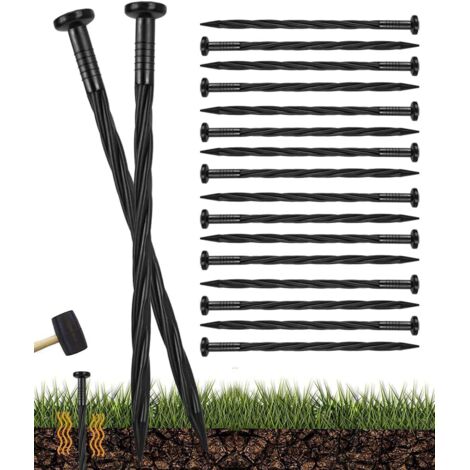100 Pièces Piquets de Bordure de Paysage en Plastique, 20CM Piquets de Sol en Spirale Clous d'ancrage Paysager Piquets de Tente pour Herbes Barrière, Bordure de Pavé Paysage, Allée en Herbes (1/5)
