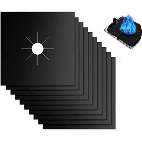 10 Pièces Protection Plaque Cuisson Gaz Réutilisable Couvre, à Anti Chaleur Tapis Cuisinière Antifouling Nettoyer Housse, Pour Divers De Cuisinières à Gaz (27x27cm, Noir) (1/5)