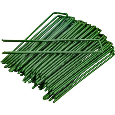 Lot de 40 piquets de jardin en forme de U - Idéal pour le contrôle des mauvaises herbes - 15 cm (1/5)