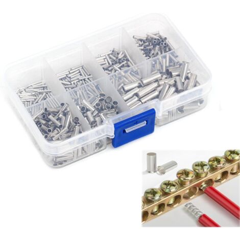 Lot de 600 embouts de câble non isolés - 7 types d'embouts de câble non isolés - 10-22 AWG - Pour projet électrique DIY (0,5/0,75/1/1,5/2,5/4,0/6,0 mm²) (1/5)